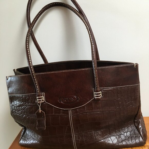 Vintage TOD'S leather tote bag brown